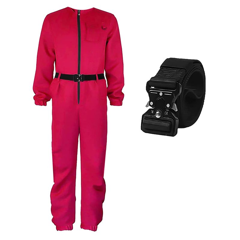 Casa si Gradina - Decoratiuni - Decoratiuni petrecere - Masti si costume carnaval - Costum pentru adulti IdeallStore®, Jocul Calamarului, model Patrat, marimea L, rosu, centura inclusa - Infinity.ro