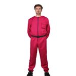 Casa si Gradina - Decoratiuni - Decoratiuni petrecere - Masti si costume carnaval - Costum pentru adulti, Jocul Calamarului, marimea L, rosu, centura inclusa - Infinity.ro
