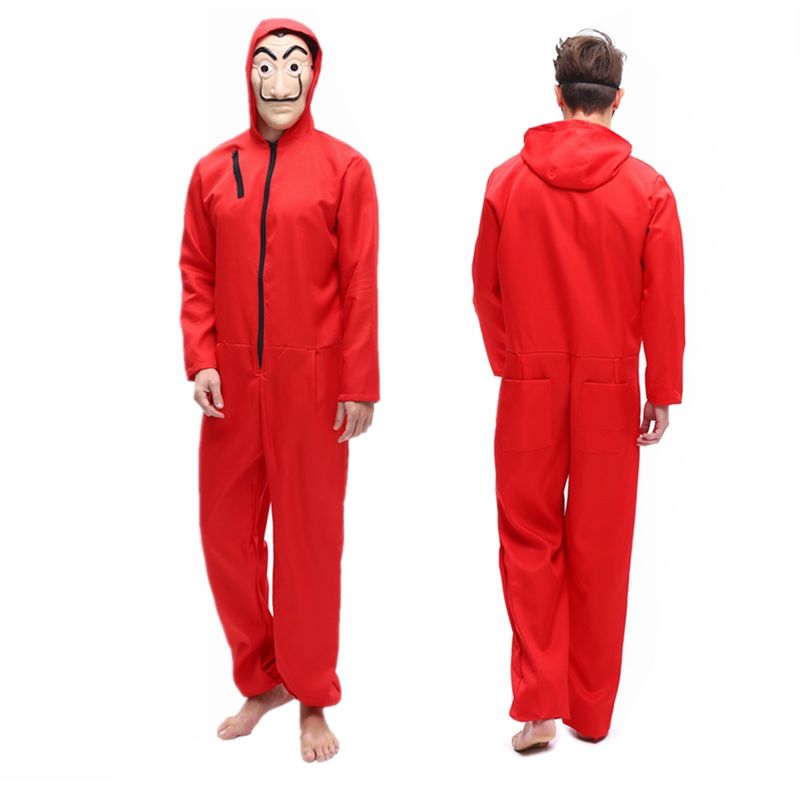 Casa si Gradina - Decoratiuni - Decoratiuni petrecere - Masti si costume carnaval - Costum pentru adulti IdeallStore®, La Casa de Papel, marimea XXL, poliester, rosu, masca inclusa - Infinity.ro