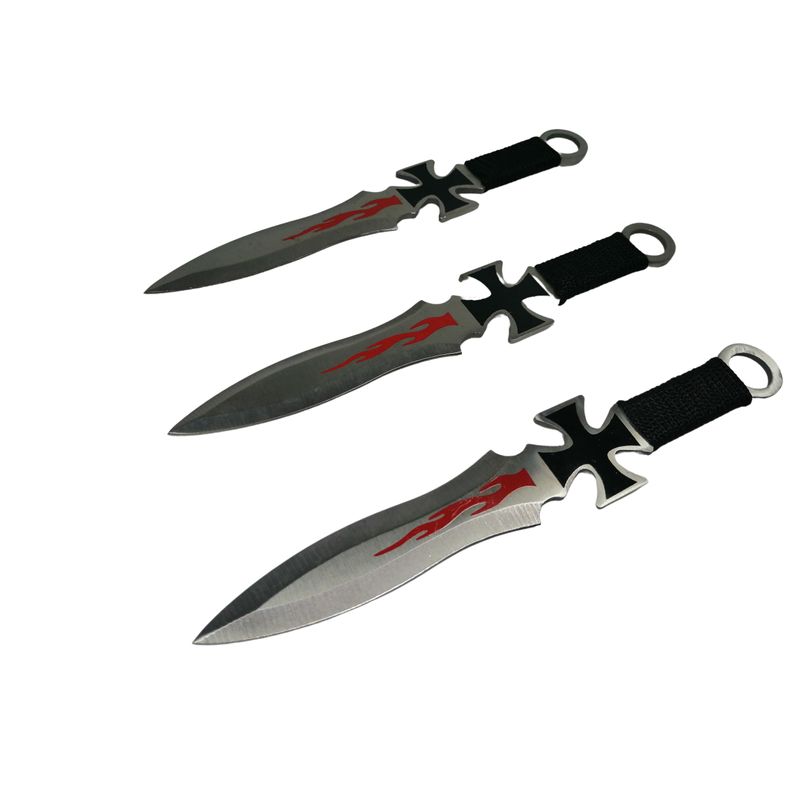 Casa si Gradina/Bucatarie si vesela/Vesela si tacamuri/Cutite si seturi de cutite - Set trei cutite de aruncat, Cross Fury, otel inoxidabil, 19 cm - Infinity.ro