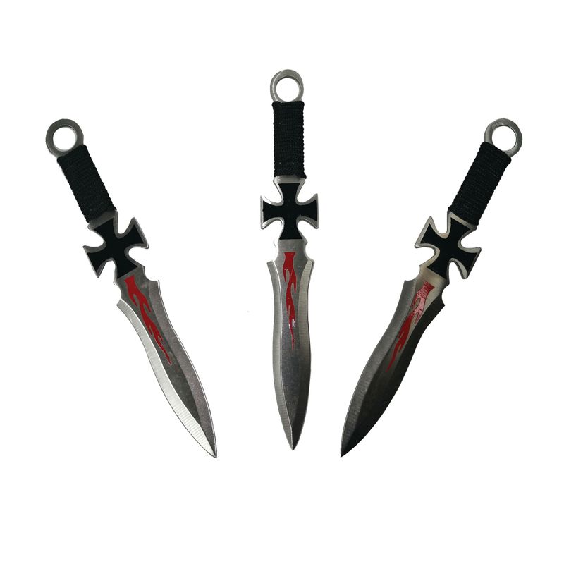 Casa si Gradina/Bucatarie si vesela/Vesela si tacamuri/Cutite si seturi de cutite - Set trei cutite de aruncat, Cross Fury, otel inoxidabil, 19 cm - Infinity.ro