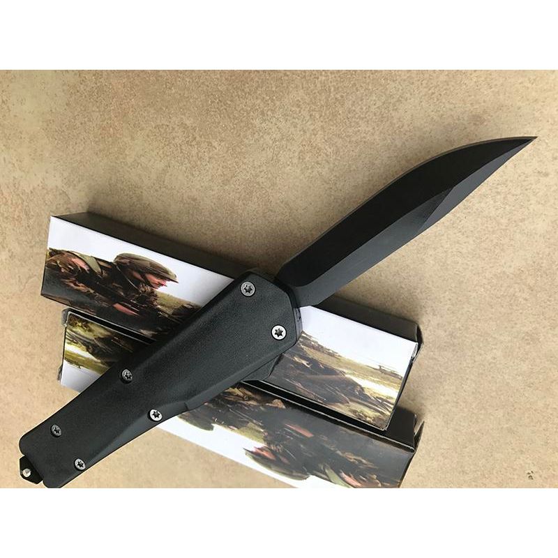 Sport si Outdoor - Camping - Cutite, bricege si accesorii - Cutite si bricege - Briceag automat de vanatoare IdeallStore®, Futuristic Blade, PVC, 23 cm, negru - Infinity.ro