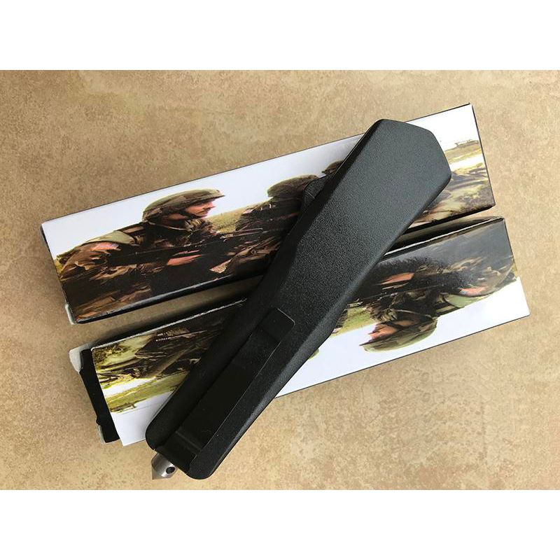 Sport si Outdoor - Camping - Cutite, bricege si accesorii - Cutite si bricege - Briceag automat de vanatoare IdeallStore®, Futuristic Blade, PVC, 23 cm, negru - Infinity.ro