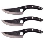 Casa si Gradina - Bucatarie si vesela - Vesela si tacamuri - Cutite si seturi de cutite - Set trei cutite macelarie IdeallStore®, lucrate manual, Huang Cook, 27.5 cm, negru, teaca piele - Infinity.ro