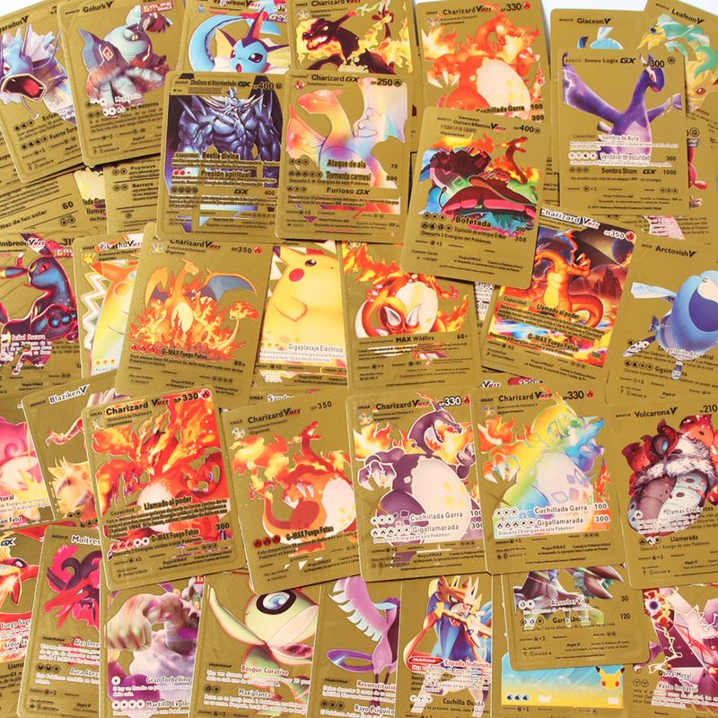 Jucarii, Copii si Bebe - Jucarii si jocuri - Jucarii & jocuri educative - Jucarii interactive - Set cartonase Pokemon IdeallStore®, Gold GTX, editie de colectie, 55 bucati, aurii - Infinity.ro