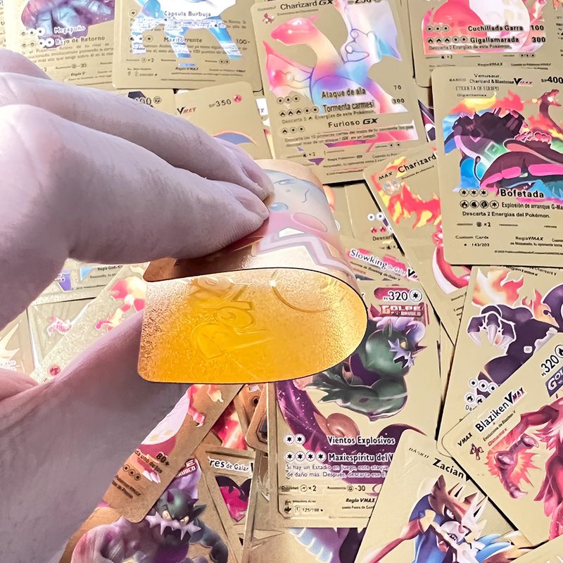 Jucarii, Copii si Bebe - Jucarii si jocuri - Jucarii & jocuri educative - Jucarii interactive - Set cartonase Pokemon IdeallStore®, Gold GTX, editie de colectie, 55 bucati, aurii - Infinity.ro
