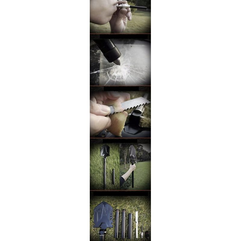 Casa si Gradina - Gradinarit si plante - Unelte gradinarit - Lopeti si unelte de sapat - Lopata multifunctionala IdeallStore®, Outdoor Evolution, 8 in 1, otel inoxidabil, 83 cm, negru - Infinity.ro