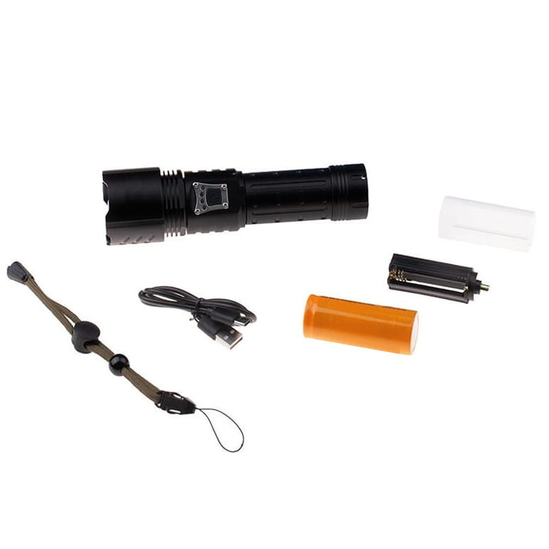 Casa si Gradina - Corpuri si surse de iluminat - Iluminat exterior - Lanterne - Lanterna de supravietuire IdeallStore®, Unmittelbare Rettung, metalica, LED, USB, zoom, negru - Infinity.ro