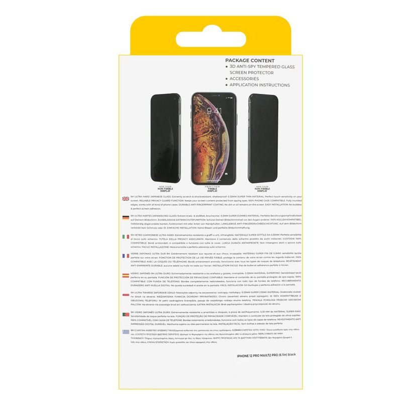 PC, gaming si accesorii - Retelistica - Cabluri si accesorii - Folie de sticla securizata IdeallStore® pentru protectie compatibila iPhone 12/12 PRO, 3D, Anti-spy, neagra - Infinity.ro