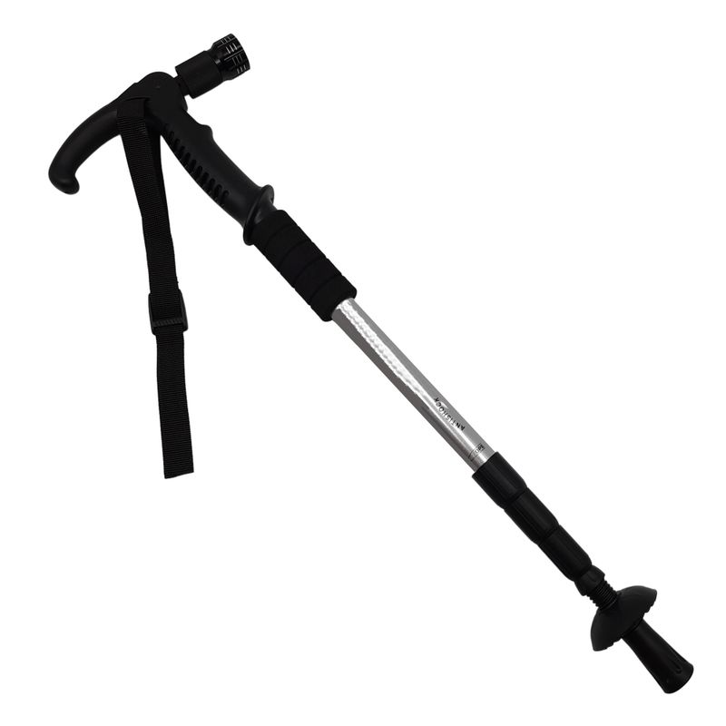 Sport si Outdoor - Camping - Accesorii camping si drumetii - Baston trekking extensibil IdeallStore®, Ol Helper, aluminiu, lampa LED, 110 cm, argintiu - Infinity.ro