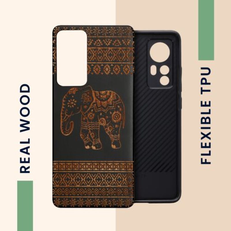 Laptop, Telefoane si Tablete - Telefoane mobile si accesorii - Accesorii Telefoane - Huse telefoane - Husa Kwmobile pentru Xiaomi 12/12X, Lemn, Maro/Negru, 56788.05 - Infinity.ro