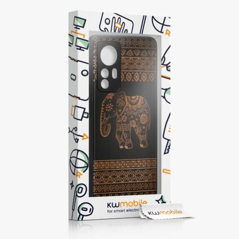 Laptop, Telefoane si Tablete - Telefoane mobile si accesorii - Accesorii Telefoane - Huse telefoane - Husa Kwmobile pentru Xiaomi 12/12X, Lemn, Maro/Negru, 56788.05 - Infinity.ro