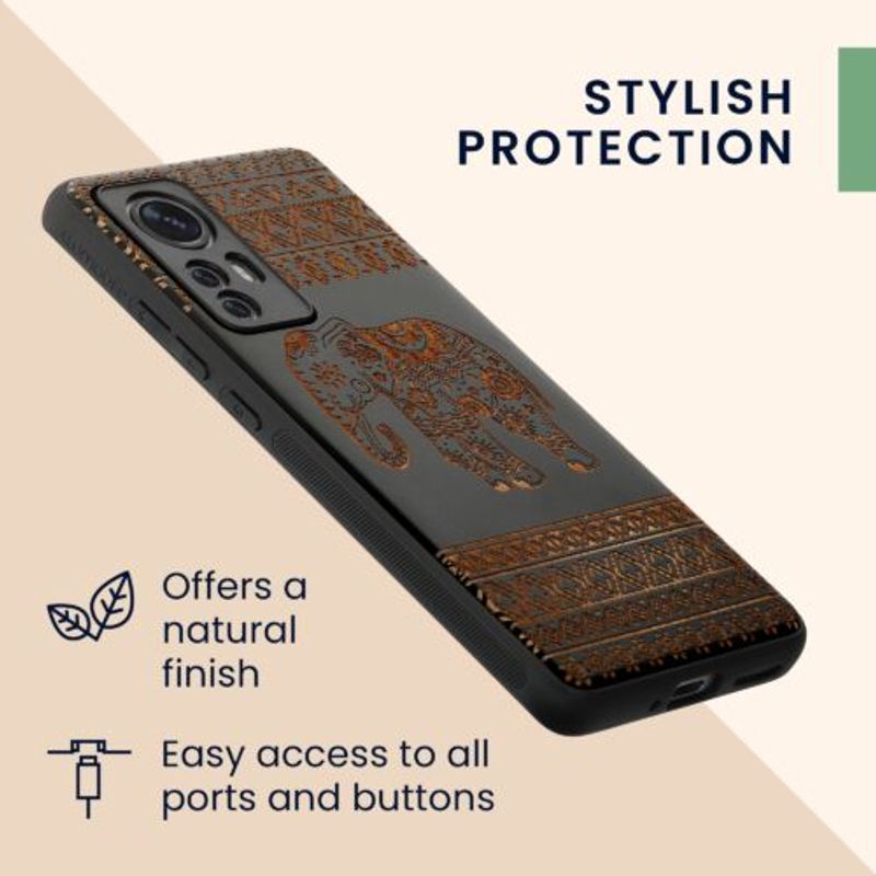 Laptop, Telefoane si Tablete - Telefoane mobile si accesorii - Accesorii Telefoane - Huse telefoane - Husa Kwmobile pentru Xiaomi 12/12X, Lemn, Maro/Negru, 56788.05 - Infinity.ro