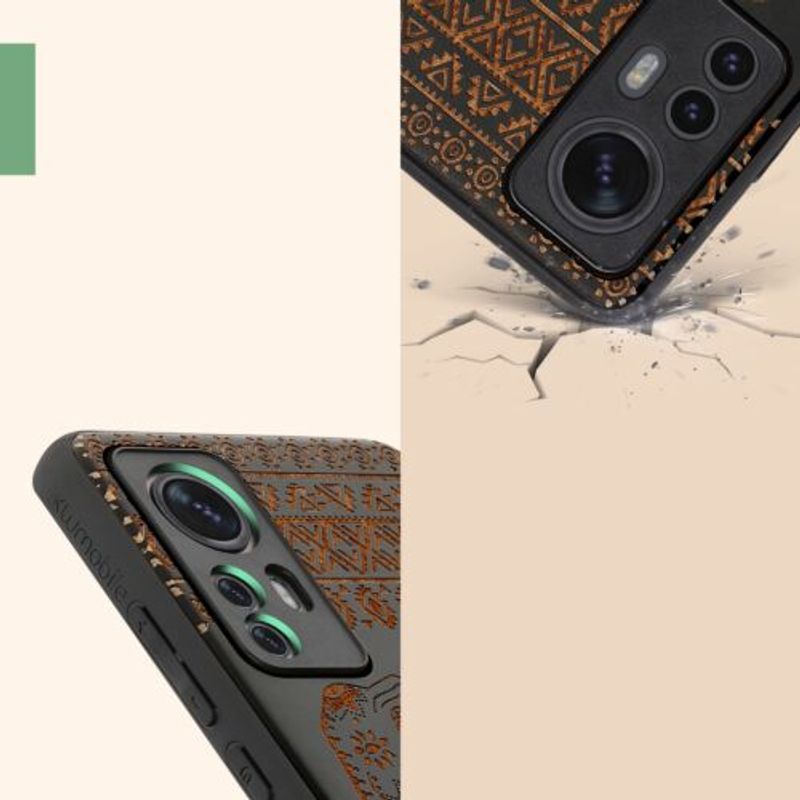 Laptop, Telefoane si Tablete - Telefoane mobile si accesorii - Accesorii Telefoane - Huse telefoane - Husa Kwmobile pentru Xiaomi 12/12X, Lemn, Maro/Negru, 56788.05 - Infinity.ro