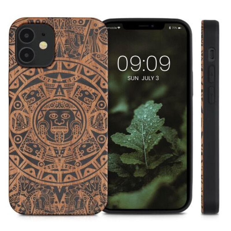 Laptop, Telefoane si Tablete - Telefoane mobile si accesorii - Accesorii Telefoane - Huse telefoane - Husa pentru Apple iPhone 12 Mini, Lemn, Maro, 52733.07, Kwmobile - Infinity.ro