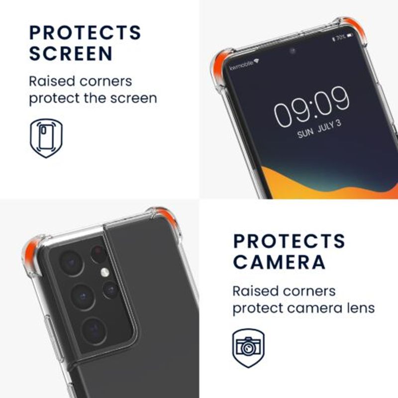 Laptop, Telefoane si Tablete - Telefoane mobile si accesorii - Accesorii Telefoane - Huse telefoane - Husa Kwmobile pentru Samsung Galaxy S21 Ultra, Silicon, Transparent, 57725.03 - Infinity.ro