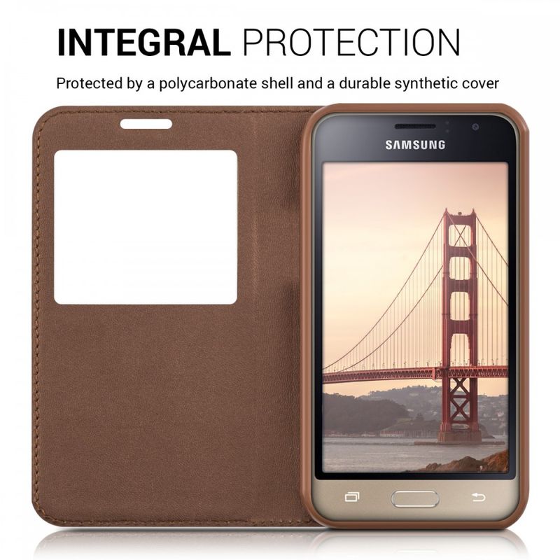 Laptop, Telefoane si Tablete - Telefoane mobile si accesorii - Accesorii Telefoane - Huse telefoane - Husa pentru Samsung Galaxy J1 (2016), Piele ecologica, Maro, 38403.54 - Infinity.ro
