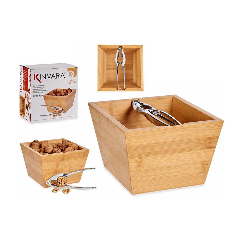 Casa si Gradina - Bucatarie si vesela - Ustensile bucatarie - Razatori si curatatoare - Spargator de nuci cu recipient din bambus, 16 cm, bambus - Infinity.ro