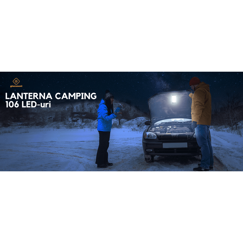 Sport si Outdoor - Camping - Articole solare camping - Lampi si lanterne camping - Lanterna LED Glocusent pentru Camping, 1200LM, 3 Moduri de Lumina, Mod SOS, Rezistenta la Apa, Drumetii, Pescuit, Verde - Infinity.ro