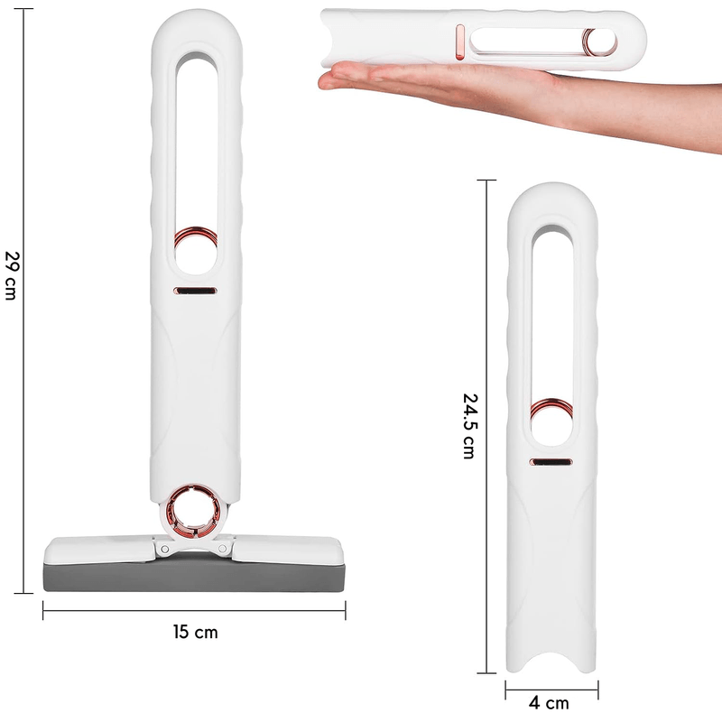 Market - Curatenie si intretinere casa - Produse menaj - Mopuri - Mini Mop pentru Curatarea Suprafetelor si a Geamurilor, Sistem de Storcere a Buretelui, pentru Casa, Birou, 29 cm, Alb - Infinity.ro