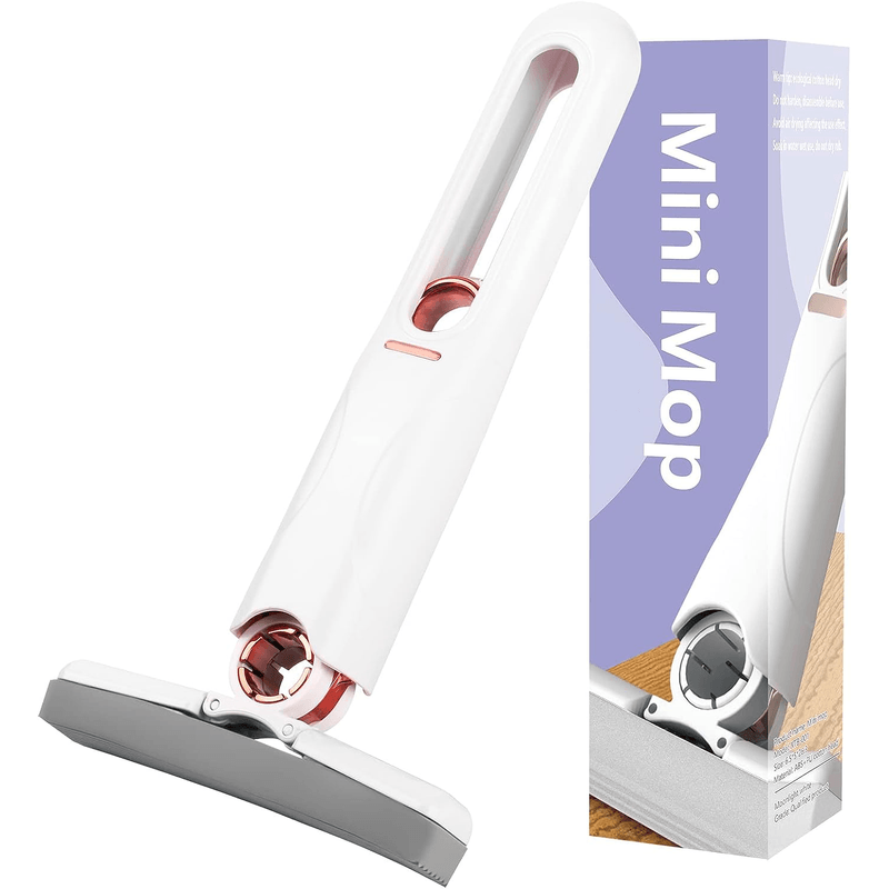 Market - Curatenie si intretinere casa - Produse menaj - Mopuri - Mini Mop pentru Curatarea Suprafetelor si a Geamurilor, Sistem de Storcere a Buretelui, pentru Casa, Birou, 29 cm, Alb - Infinity.ro