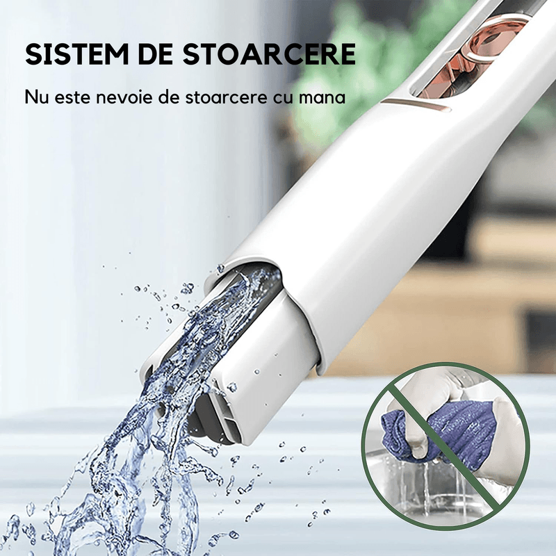 Market - Curatenie si intretinere casa - Produse menaj - Mopuri - Mini Mop pentru Curatarea Suprafetelor si a Geamurilor, Sistem de Storcere a Buretelui, pentru Casa, Birou, 29 cm, Alb - Infinity.ro