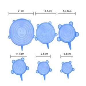 Set capace pentru alimente din silicon, universale, 6 bucati, albastru deschis