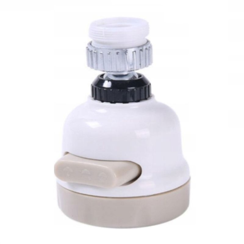 Casa si Gradina - Sanitare - Lavoar baie si accesorii - Accesorii baterii sanitare - Cap de robinet cu aerator, 3 tipuri de jet, ABS, rotire 360 grade, alb/bej - Infinity.ro