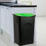 Casa si Gradina - Mobilier - Organizare si depozitare - Cosuri de gunoi - Cos gunoi cu capac, plastic, negru/verde - Infinity.ro