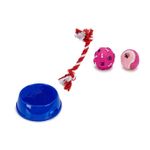 Petshop - Accesorii petshop - Castroane si adapatori - Set 1 castron si 3 jucarii pentru ros, albastru - Infinity.ro