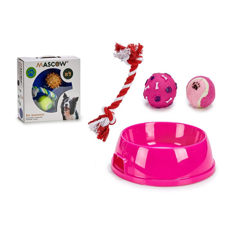 Petshop - Accesorii petshop - Castroane si adapatori - Set 1 castron si 3 jucarii pentru ros, magenta - Infinity.ro