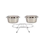 Petshop - Accesorii petshop - Castroane si adapatori - Set 2 boluri pentru animale, din inox, cu suport, gri, 2600 ml - Infinity.ro