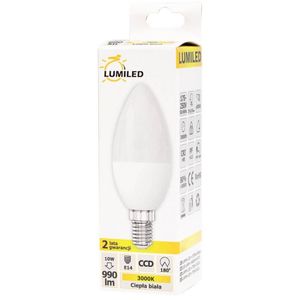 Bec led E14 lumanare, 10W(90W), 800lm, A+, lumina calda, Lumiled
