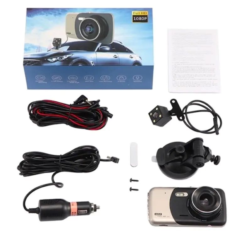 Auto si Moto - Electronice auto - Camere auto si DVR - Camera auto DVR Kaiyuan T503 - Full HD, 2 Camere, rezolutie 1440P, Mod nocturn, Senzor G, Gri / Negru - Infinity.ro