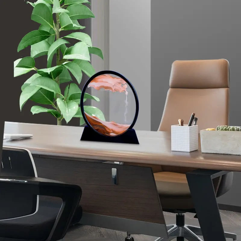 Casa si Gradina - Decoratiuni - Obiecte decorative - Accesorii decorative - Decoratiune casa, birou tip clepsidra, sticla/nisip 3D, 18X19,5 cm, rosu/negru - Infinity.ro