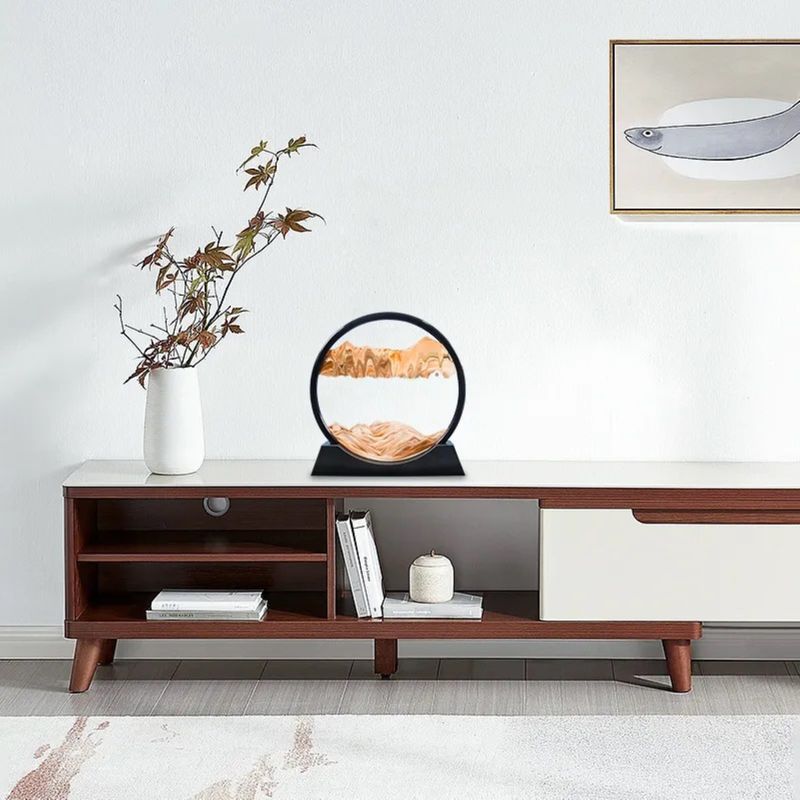 Casa si Gradina - Decoratiuni - Obiecte decorative - Accesorii decorative - Decoratiune casa, birou tip clepsidra, sticla/nisip 3D, 18X19,5 cm, rosu/negru - Infinity.ro