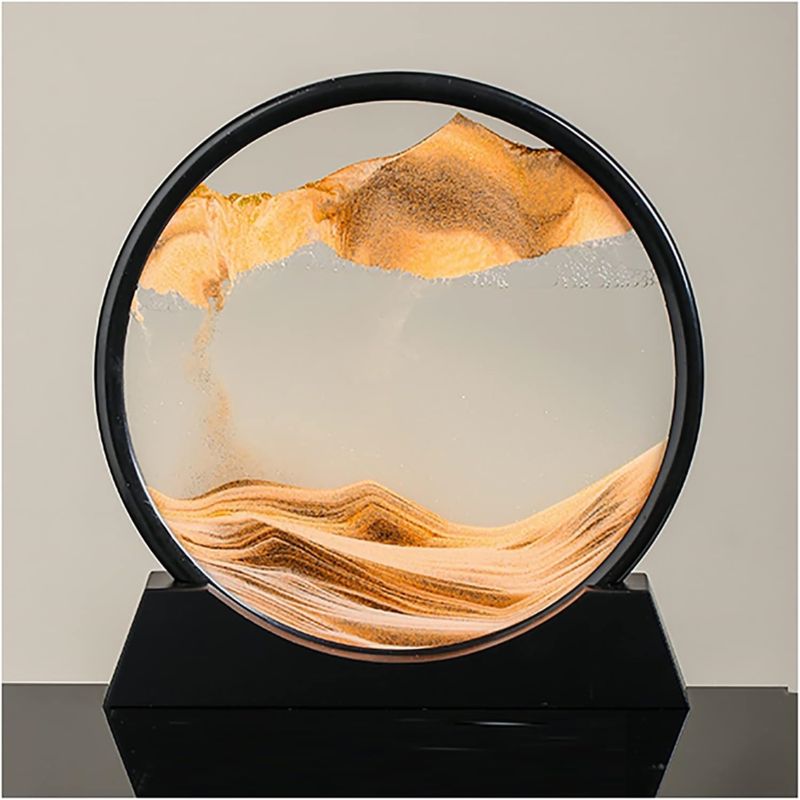 Casa si Gradina - Decoratiuni - Obiecte decorative - Accesorii decorative - Decoratiune casa, birou tip clepsidra, sticla/nisip 3D18X19.5 cm, negru/portocaliu - Infinity.ro