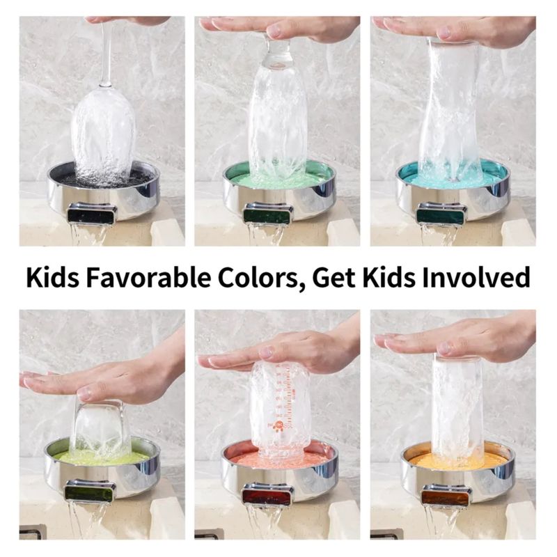 Casa si Gradina - Sanitare - Chiuveta bucatarie si accesorii - Accesorii chiuvete - Dispozitiv pentru clatire pahare, Kit spalare rapida sub jet presiune apa, Rinser cu 7 orificii de pulverizare ,verde - Infinity.ro