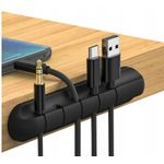 Laptop, Telefoane si Tablete - Telefoane mobile si accesorii - Accesorii Telefoane - Cabluri si adaptoare telefoane - Suport cablu cu 5 orificii, organizator autoadeziv din silicon, 11.5 cm, negru - Infinity.ro
