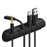 Laptop, Telefoane si Tablete - Telefoane mobile si accesorii - Accesorii Telefoane - Cabluri si adaptoare telefoane - Suport cablu cu 5 orificii, organizator autoadeziv din silicon, 11.5 cm, negru - Infinity.ro