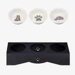 Petshop - Accesorii petshop - Castroane si adapatori - Hranitor triplu ridicat pentru pisici si caini de talie mica Navaris, 130 ml, Negru, 50174.47 - Infinity.ro