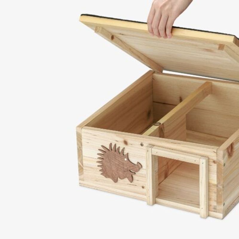 Petshop - Accesorii petshop - Culcusuri si custi - Custi interior si exterior - Casa pentru arici Navaris cu acoperis verde detasabil, 40 x 40 x 19 cm, 50821.03 - Infinity.ro