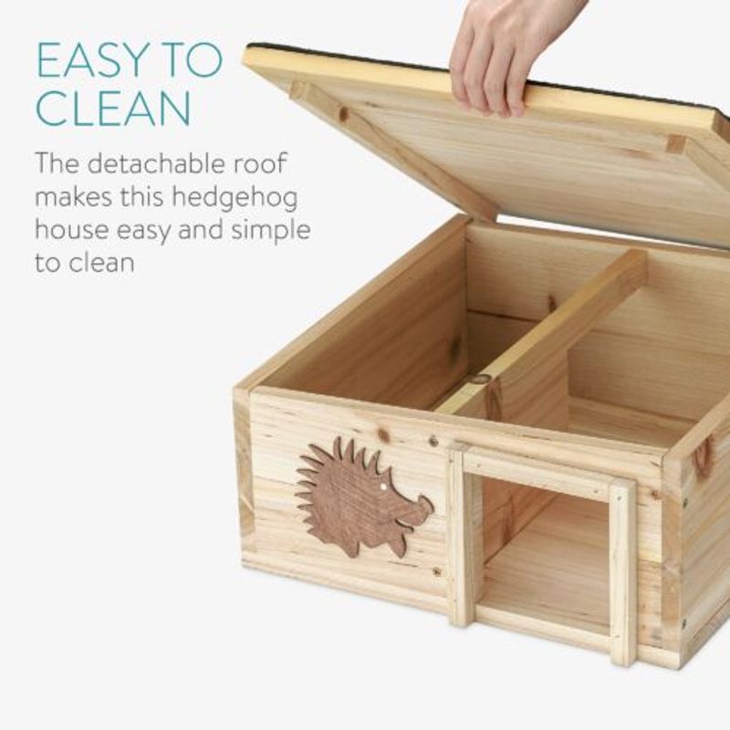 Petshop - Accesorii petshop - Culcusuri si custi - Custi interior si exterior - Casa pentru arici Navaris cu acoperis verde detasabil, 40 x 40 x 19 cm, 50821.03 - Infinity.ro