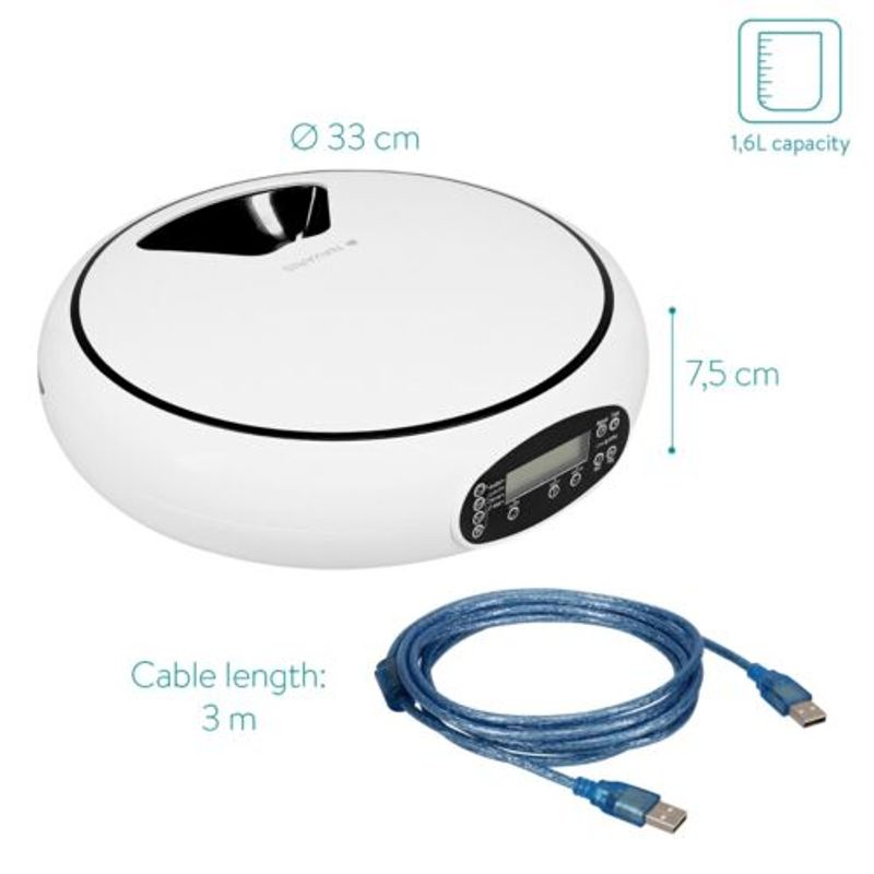 Petshop - Accesorii petshop - Castroane si adapatori - Dispenser automat de mancare pentru animale de companie Navaris, 4 mese/zi, 1.6 l, 51148.02 - Infinity.ro