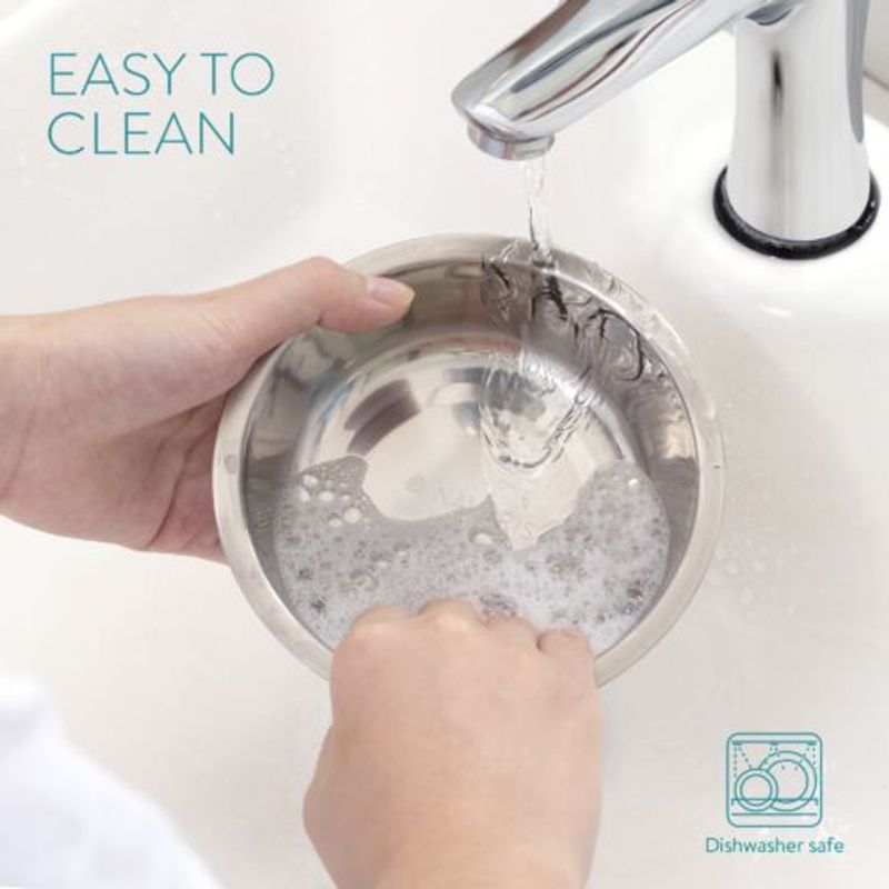 Petshop - Accesorii petshop - Castroane si adapatori - Set 2 Boluri pentru pisici si caini cu suport din bambus Navaris, 400 ml, Maro, 54489.01 - Infinity.ro