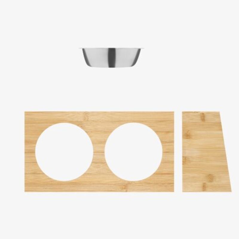 Petshop - Accesorii petshop - Castroane si adapatori - Set 2 Boluri pentru pisici si caini cu suport din bambus Navaris, 400 ml, Maro, 54489.01 - Infinity.ro