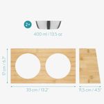 Petshop - Accesorii petshop - Castroane si adapatori - Set 2 Boluri pentru pisici si caini cu suport din bambus Navaris, 400 ml, Maro, 54489.01 - Infinity.ro