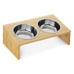 Petshop - Accesorii petshop - Castroane si adapatori - Set 2 Boluri pentru pisici si caini cu suport din bambus Navaris, 400 ml, Maro, 54489.01 - Infinity.ro