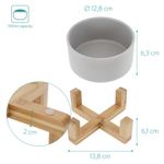 Petshop - Accesorii petshop - Castroane si adapatori - Set 2 Boluri pentru pisici si caini cu suport din bambus Navaris, 550 ml, Gri, 48350.1.22 - Infinity.ro