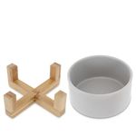 Petshop - Accesorii petshop - Castroane si adapatori - Set 2 Boluri pentru pisici si caini cu suport din bambus Navaris, 550 ml, Gri, 48350.1.22 - Infinity.ro